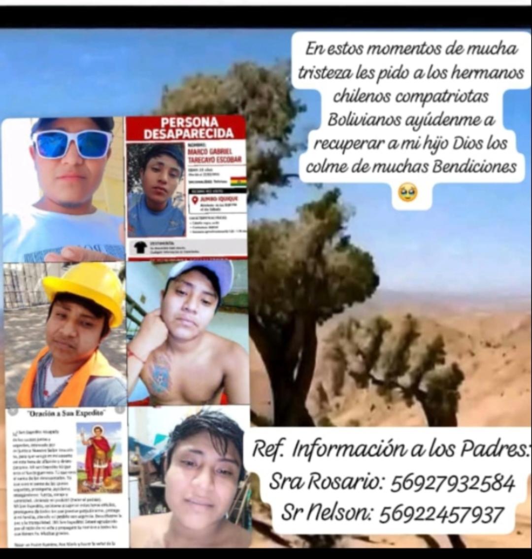Joven boliviano desapareció en Iquique: sus padres viajaron a Chile para buscarlo